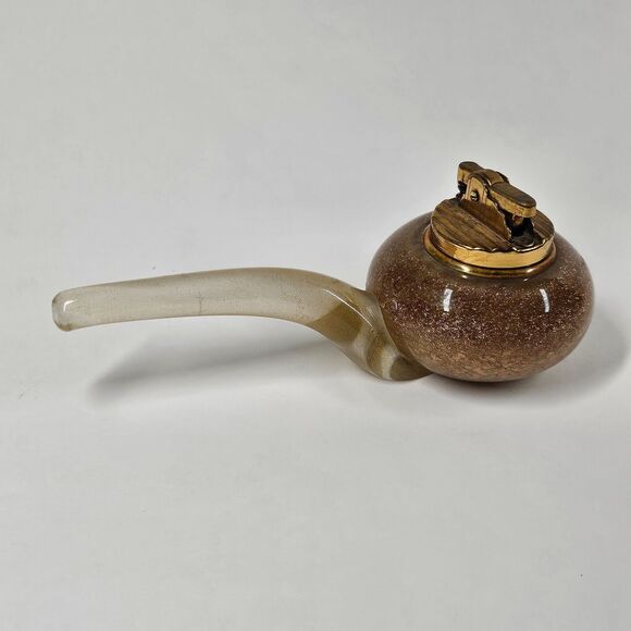 Glass Table Lighter Gold Metallic Flecks Vintage Murano MCM
